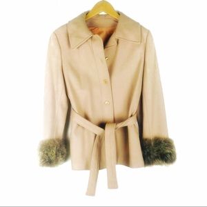 Vintage Wool driving Coat with fur accents